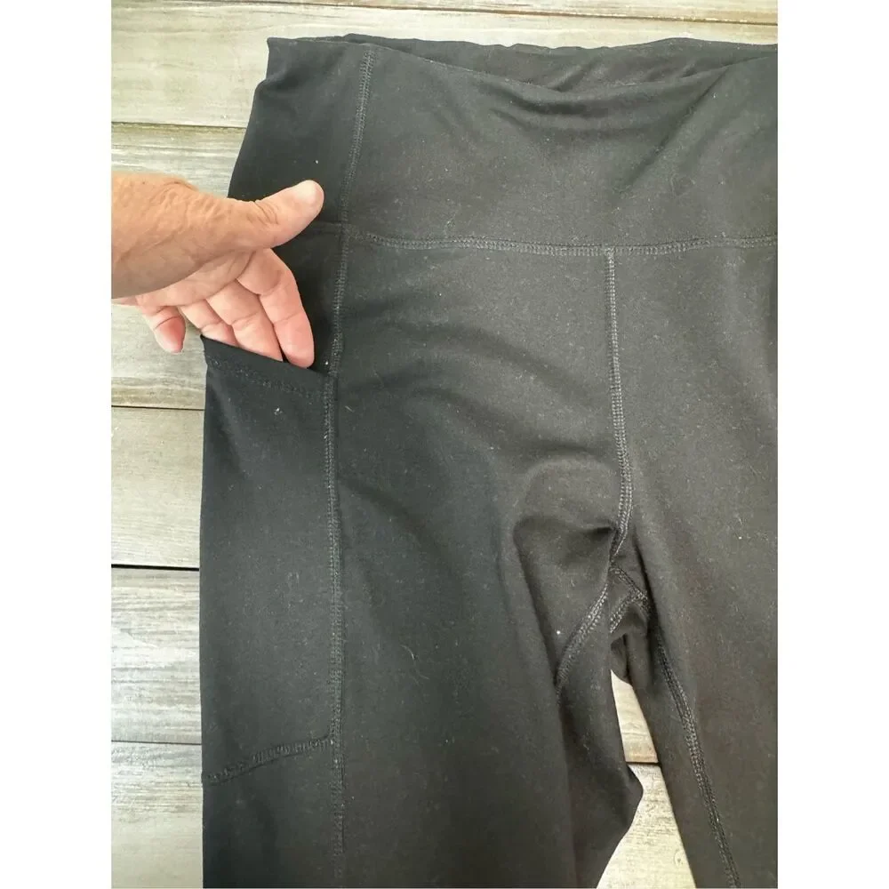 Juicy Couture Y2K Black Gold Bling Label‎ Cropped Ankle Pants Size Large